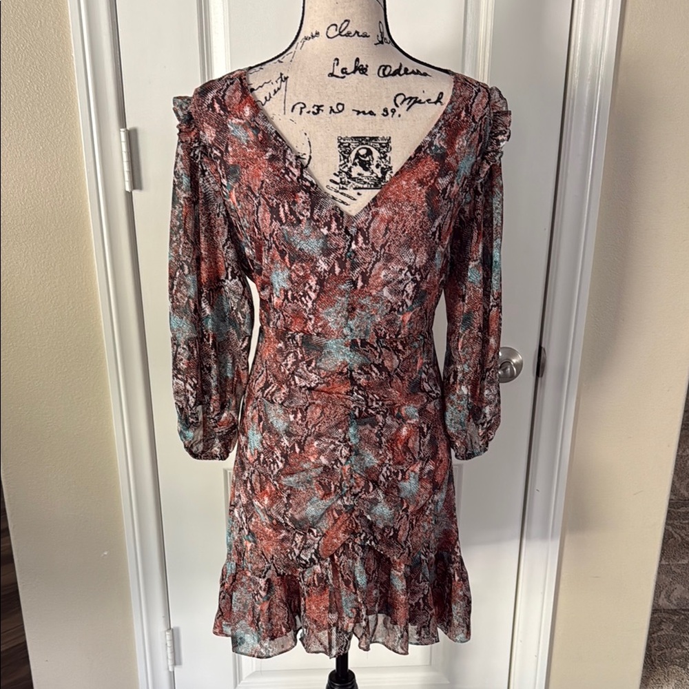 Sugar + Lips V-Neck Dress with Ruffle Hem NWt